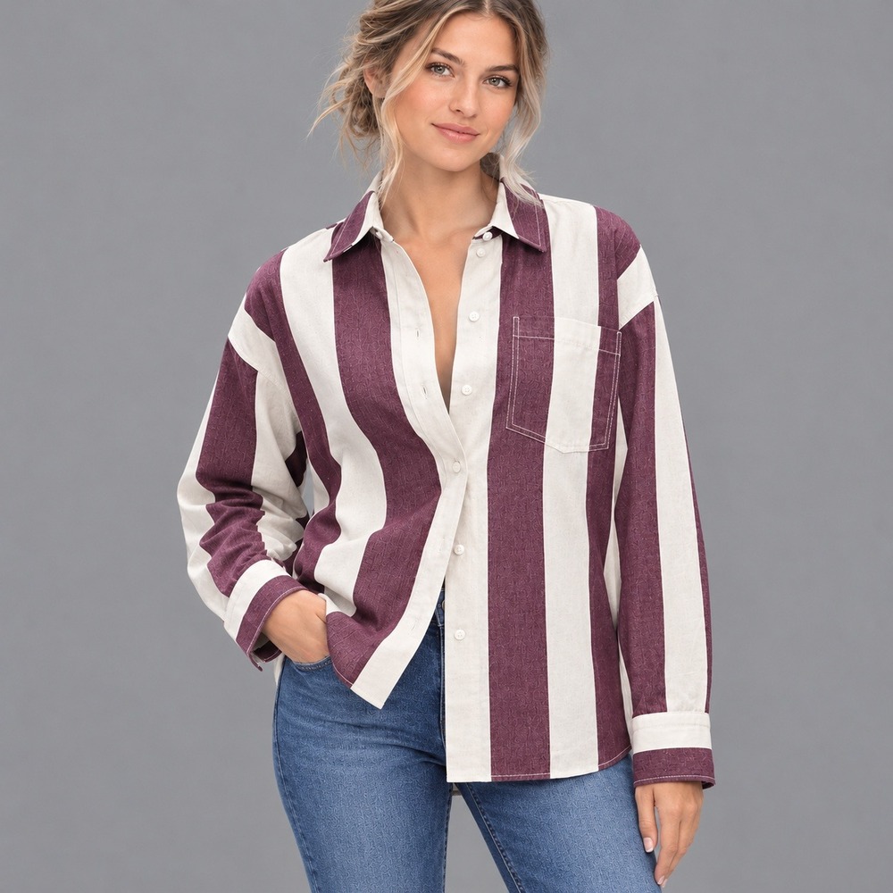 J.Crew Shirt Womens Size Small Oversized Etienne Purple Stripe Cotton Poplin NWT